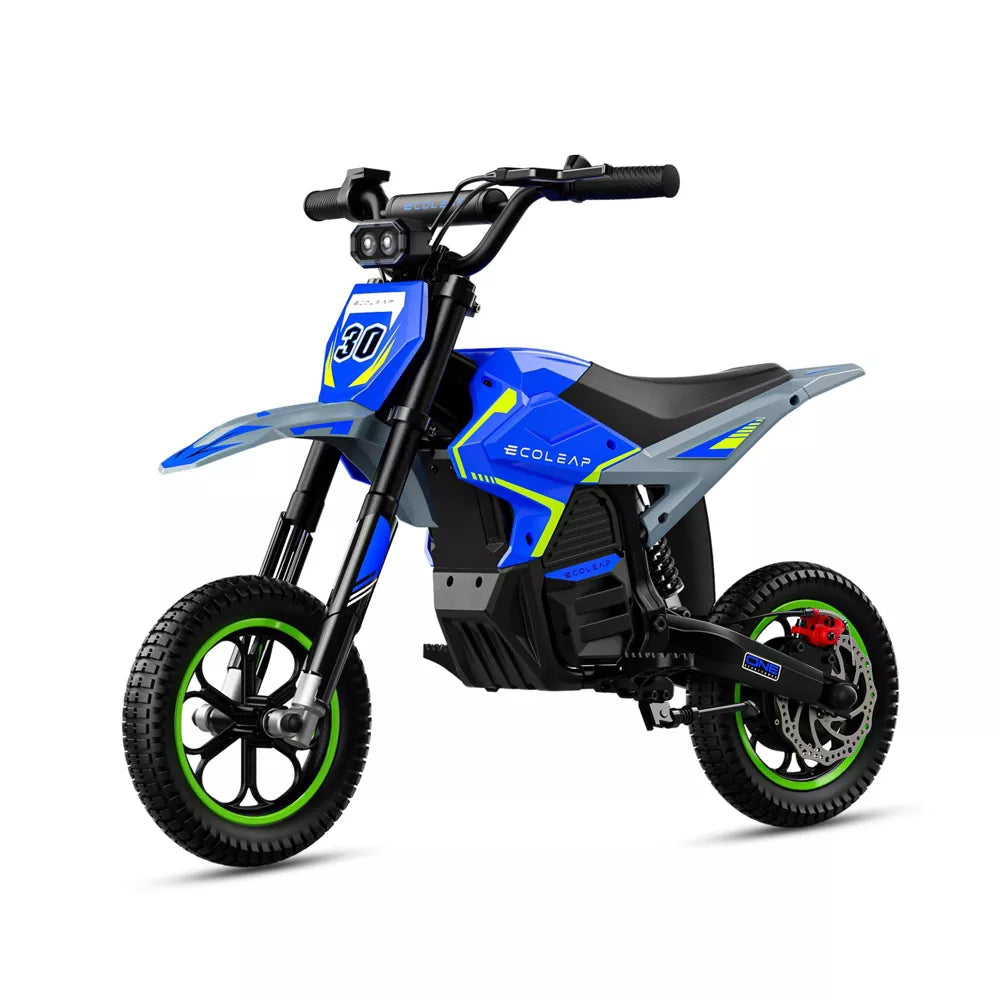 ECOLEAP K2 Kids Electric Dirt Bike, 36V 750W Peak Motor, 19.8 MPH, 18-Mile Range, 3-Speed Modes, Dual Suspension and Disc Brake, Ages 4-10