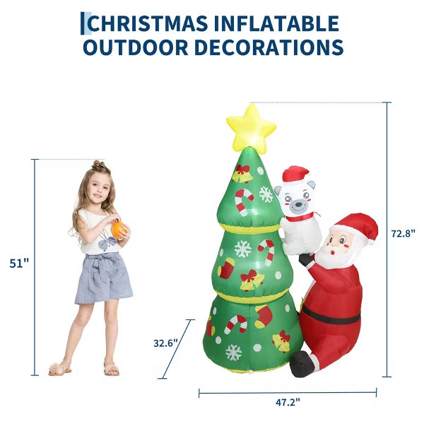 Garvee 7FT Christmas Inflatable Santa Polar Bear Xmas Tree LED Yard Garden Lawn Decor