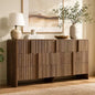 AMERLIFE 63" Fluted 7 Drawer Dresser with Pine Handles, Modern Wood Storage Cabinet, Dark Walnut