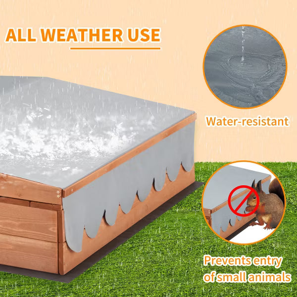 EROMMY 43.7'' x 43.3'' Solid Wood Square Sandbox with Cover