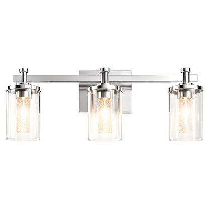Wanze of Ocean 3-Light LED Bathroom Vanity Light, Crystal Wall Sconce with Bubble Glass Shade, Chrome Bathroom Fixture for Mirror, 3 CCT