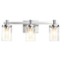 Wanze of Ocean 3-Light LED Bathroom Vanity Light, Crystal Wall Sconce with Bubble Glass Shade, Chrome Bathroom Fixture for Mirror, 3 CCT