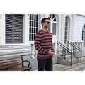 COOFANDY Men's Striped Knit Sweater Long Sleeve Crewneck Pullover for Casual Fall Wear-PAT1-S