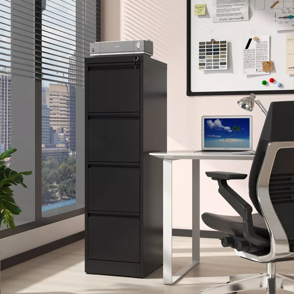 VIYET 52" 4-Drawer Metal Vertical File Cabinet with Lock, Tall Slim Locking Filing Cabinet for Home Office, Fits Letter, Legal & A4 Files