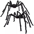 LauKingdom 6.5ft 2-Pack Black Giant Hairy Spiders, Scary Halloween Outdoor Decorations for Yard Lawn Haunted House