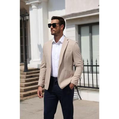 COOFANDY Men's Slim Fit Casual Blazer Two Button Sport Coat for Business and Wedding Guest Outfits-Black-S