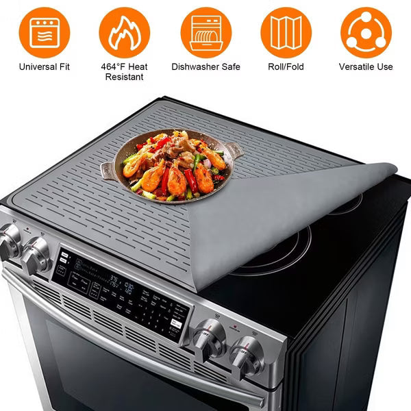 27.95x19.69in Electric Stove Cover Silicone Stove Mat Glass Stove Top Protector 464¨HHeat Resistant Dishwasher Safe Waterproof