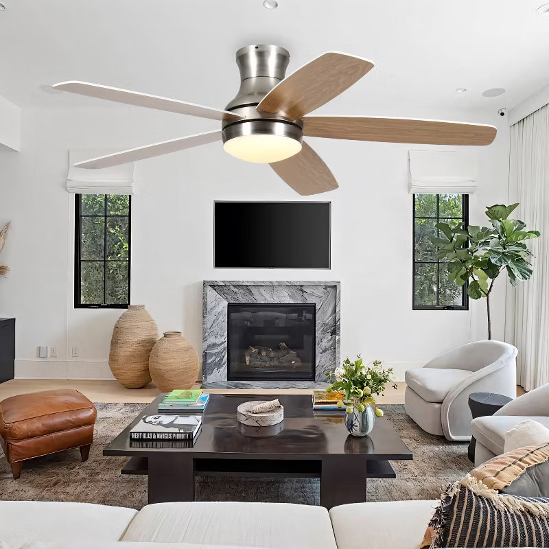 Wanze of Ocean 52 In. 5 Plywood Blade Ceiling Fan with Dimmable LED Light, Reversible DC Motor, App Control For Bedroom Living Room and kitchen, Black