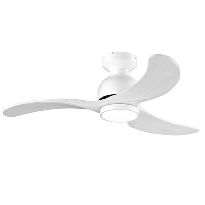 Wanze of Ocean 42 in. 3-Blade Smart Wood Ceiling Fan with Light and Remote, 3-Color Dimmable, Reversible DC Motor, Flush or Downrod Mount, White