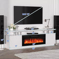 Garvee 60" Electric Fireplace TV Stand with 30" Insert – Remote Control, 1500W Heater, White