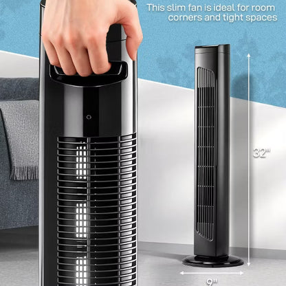 Karl Home 34 inch 3 Speeds Oscillating Tower Fan in Black with Remote Control and Timer