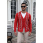 COOFANDY Men's Jacquard Knit Cardigan Sweater Button Front V Neck Vintage Casual Layer-PAT1-S