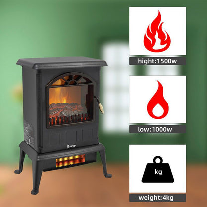 Karl Home 1500-Watt Infrared Electric Fireplace Stove with 2 Heat Settings in Black