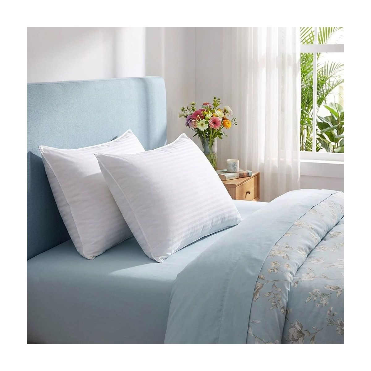 Bed Pillows for Sleeping 2 Pack Queen Size Pillows for Side and Back Sleepers Oeko-Tex Certified Supportive Down Alternative Plump Filling