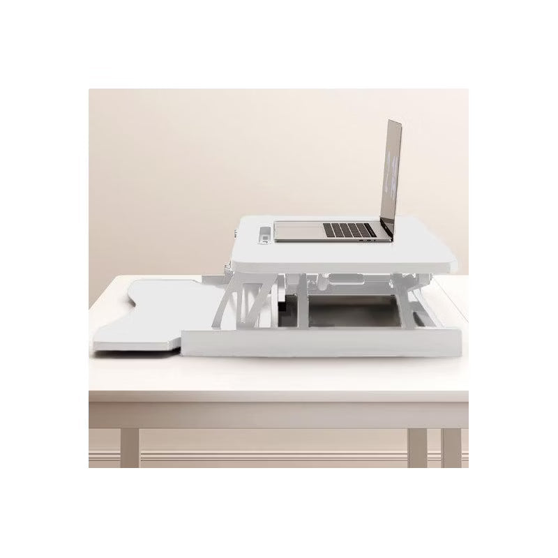 NIMO 32 Inch Desk Converter, Height Adjustable Sit to Stand Riser with Wide Keyboard Tray Computer Standing, White