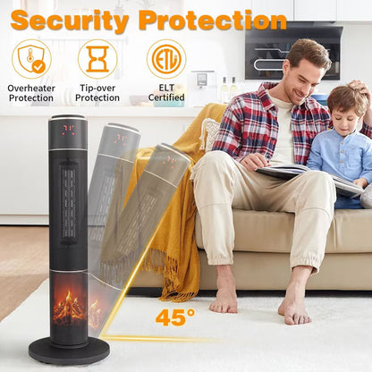 Karl Home 1500-Watt 33 in. Portable Electric Tower Space Heater with 3D Flame 60° Oscillation