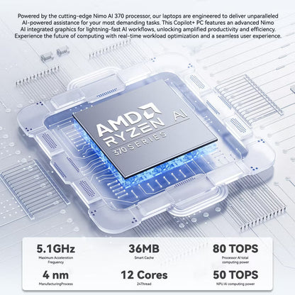 NIMO 17.3'' Copilot+ AI Laptop, AMD Ryzen AI 9 HX 370 (Up to 5.1GHz), 16GB RAM 1TB SSD, Radeon 890M, 144Hz FHD Display, Black