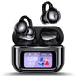 Open Ear Clip-On Earbuds, LCD Touch Screen,Bluetooth 5.4 Sports Earphones,ENC Call Noise Cancelling Earphones with Mic,Ear Clip Earbuds