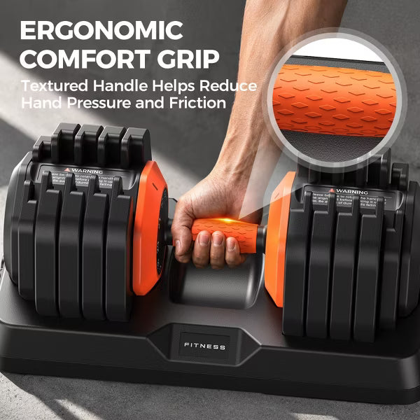 FED FITNESS 90LB Adjustable Dumbbell Set,10-in-1 Quick-Change Weights with Storage Tray for Home Gym Strength Training,Anti-slip Silicone Grip