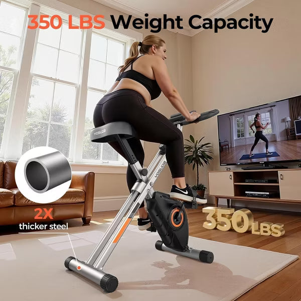 YOSUDA Folding Exercise Bike - Foldable Stationary Bike for Home Gym Workout,380 LBS Capacity and 16-Level Magnetic Resistance