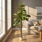 6FT Artificial Fiddle Leaf Fig Tree, Faux Indoor Large Tall Fake Tree with White Planter for Home Decor