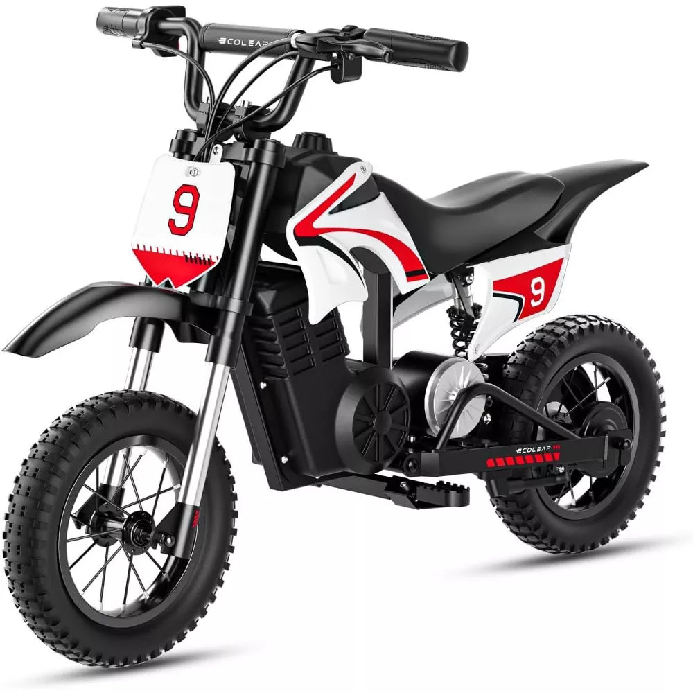 ECOLEAP K1 Kids Electric Dirt Bike 36V – 16MPH Fast, 14-Mile Range, 700W Peak Motor, 3-Speed Modes, 12" Off-Road Tires, UL,Ages 3-10,Red