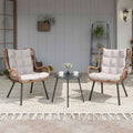 LAUSAINT HOME 3 Piece Outdoor Bistro Set Patio Furniture with Coffee Table and Thick Cushions
