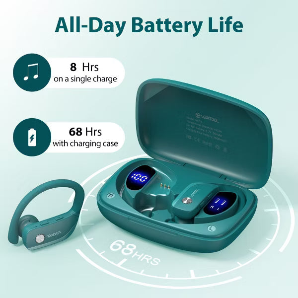 Wireless Earbuds Bluetooth Headphone Sport, Bluetooth 5.4 Earbud, 68Hrs Earphone with Earhook