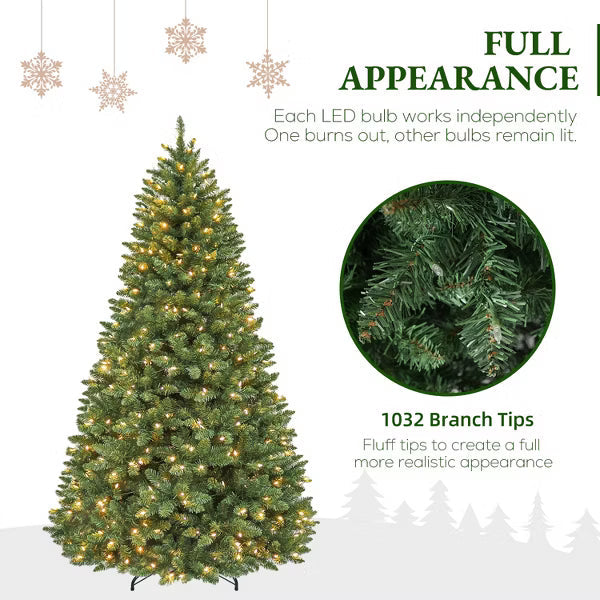 VIVATREES 6ft Prelit Artificial Christmas Tree with Hinged Branches Metal Stand Realistic Xmas for Holiday Decor Green