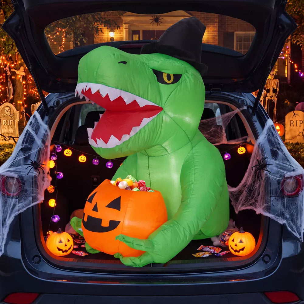 Garvee 4.5FT Halloween Inflatables Dinosaur Trunk or Treat Car Decorations with LEDs