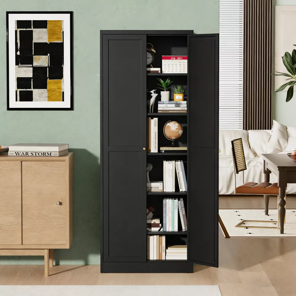VIYET 72" Tall Metal Pantry Cabinet with 5 Adjustable Shelves, Freestanding Kitchen Storage Cabinet for Pantry, Bathroom