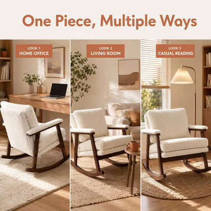 Modern Accent Chair ,rocking chair with Wood Frame, Upholstered Living Room Chairs , Reading Armchair for Bedroom Sunroom