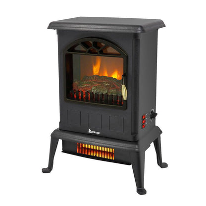 Karl Home 1500-Watt Infrared Electric Fireplace Stove with 2 Heat Settings in Black