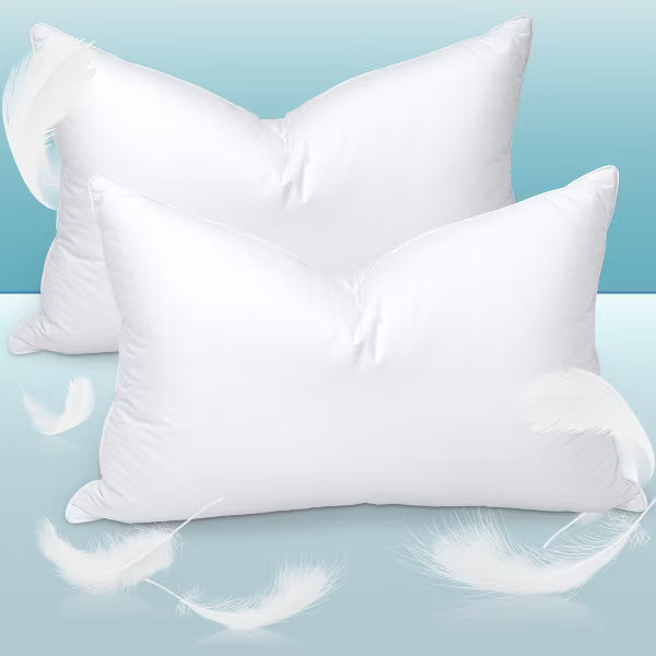 2 P ack Goose Down Pillows and Bed Pillows Queen Size for Sleeping,with 2 Pcs Soft Cotton Cover