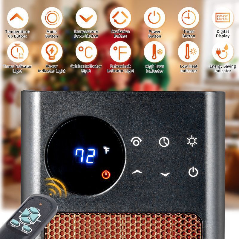 Karl Home 1500-Watt 30 in. Electric Tower Space Heater with 3 Heat Settings