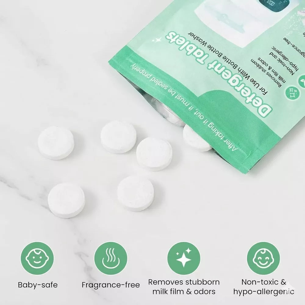 Baby Bottle Washer Detergent Tablets, Deep Cleaning Tabs for Milk Residue and Odor Removal-120Pcs