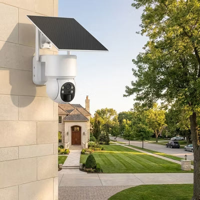 Security Camera，Solar Camera Outdoor 360 Full Coverage,Auto Person Tracking,2K Clarity&Full-Color Night Vision,Two-Way Talk,4GHz