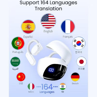 Real-Time AI Translator Earbuds | 162 Languages, 81H Battery Life, Bluetooth 5.3, Audifonos Traductores, Travel/Business, White