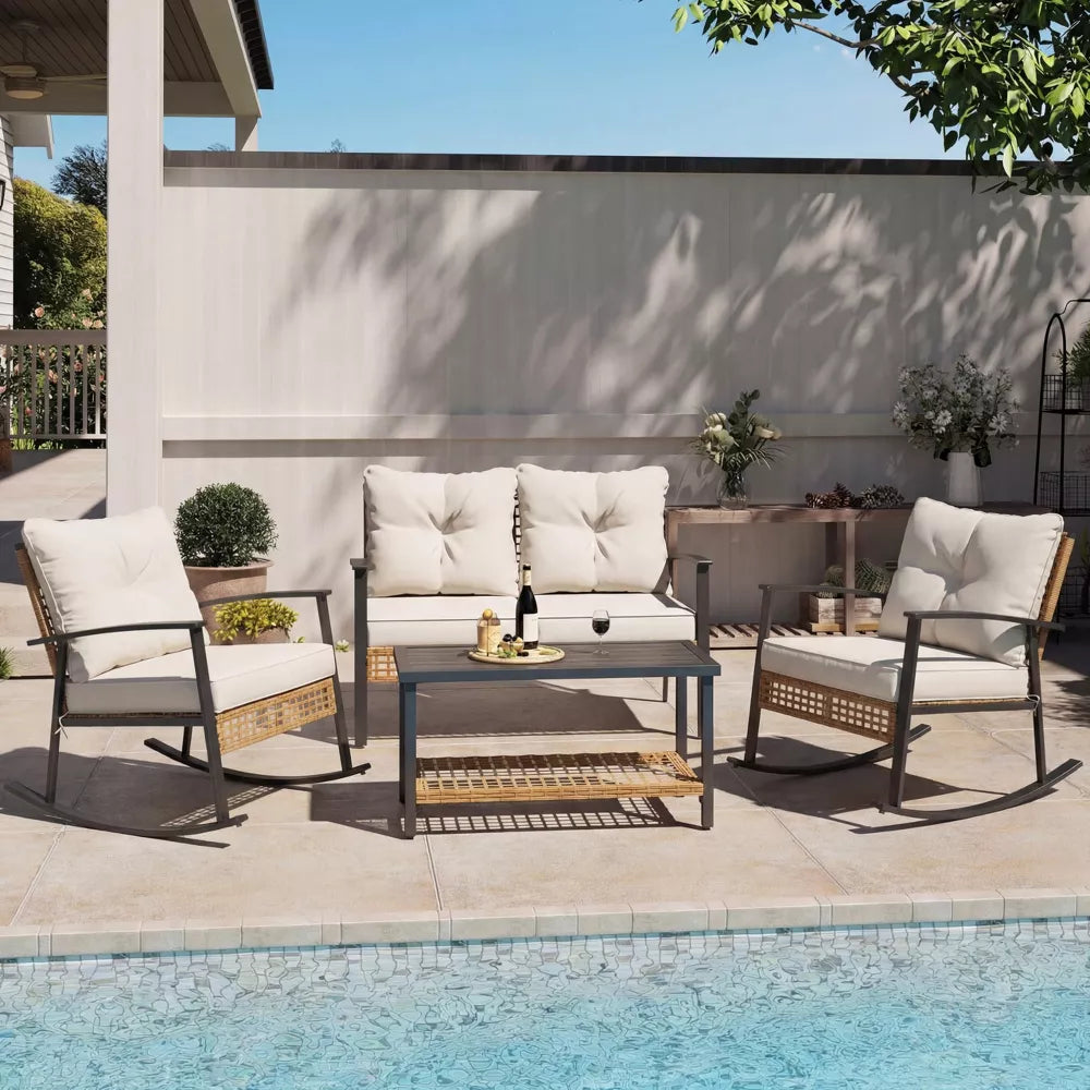 LAUSAINT HOME 4-Piece Patio Conversation Set, Oversized Outdoor Furniture Set