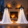 LauKingdom 60" White 2-Pack Lighted Halloween Ghost Decorations with Remote and 6-Hour Timer for Porch, Yard and Indoor Parties