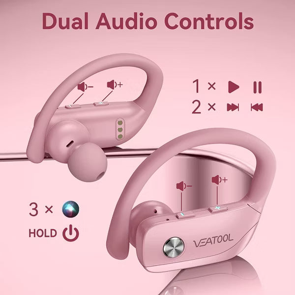 VEAT00L Wireless Earbuds Bluetooth 6.0 Sport 48Hrs Earhook 6 ENC Mic IP68 Waterproof Workout Running