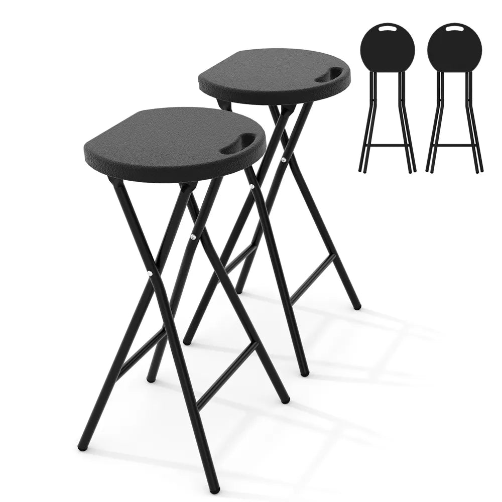 24" Folding Stool with Handle, 400LBS Collapsible Portable Stool, Non-Slip Feet for Indoor/Outdoor Kitchen, Bar, Vanity