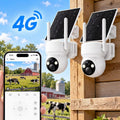 2 Pack Security Camera, 4G LTE Cellular, 4MP 360 Full Live View Solar Security Camera Outdoor, Built-in SIM Card Color Night Vision Instant Alerts