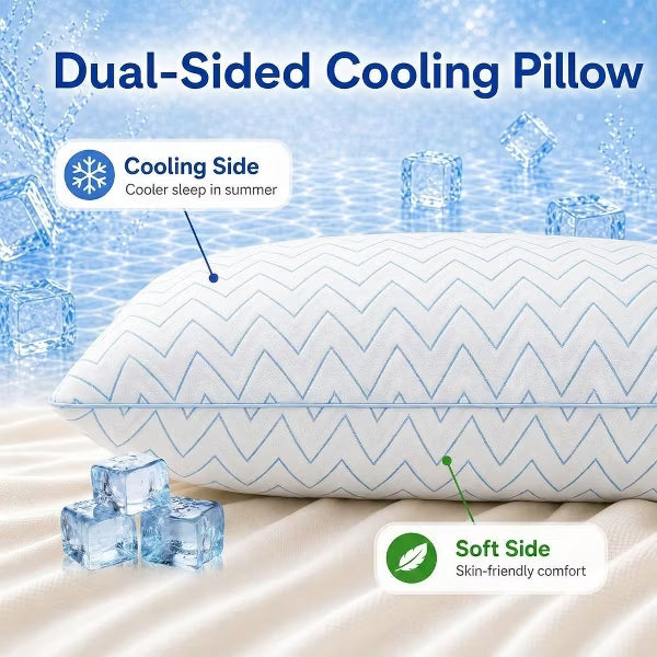 Cooling Pillows Queen Size Set of 2 Memory Foam Bed Pillows for Sleeping Pillows for Back & Side Sleepers Cool Pillow for Hot Sleepers