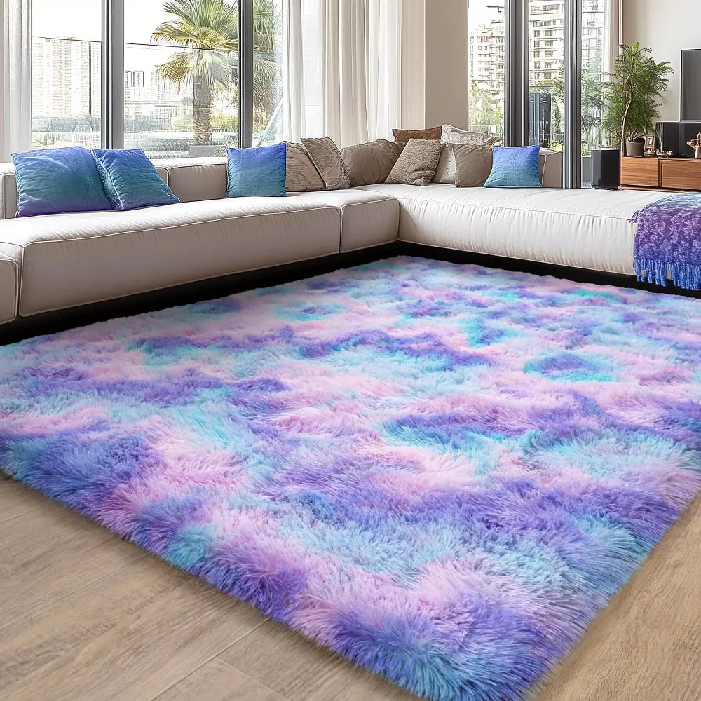 LOVEVOOK Cream White Area Rugs for Living Room Bedroom, Non-Slip Fluffy Soft Shag Rug, Plush Carpet for Home Dorm Decor Aesthetic 5x7 Feet