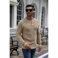 COOFANDY Men's Cotton Blend Long Sleeve Henley Sweater-Black-S