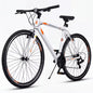 Hykolity 700C Adult Road Bike, 21-Speed Fitness Commuter Bicycle with Aluminum Alloy Frame, Flat Handlebar, Front & Rear V-Brakes, White