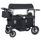 Kinder King Folding Wagon Stroller for 2 Kids, Adjustable Handle, All-Terrain Shock-Absorbing Wheel, Detachable Tray, Diaper Bag, Black