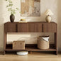 AMERLIFE 55'' Console Table with 2 Drawers & Shelf, Fluted Panel, Rounded Edges, Black