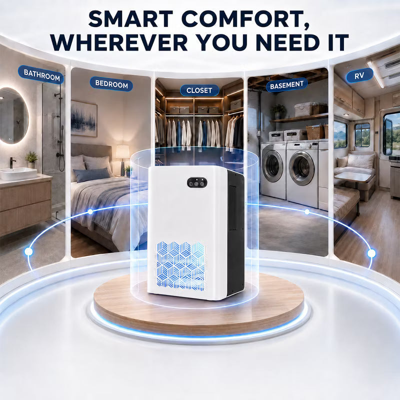 Compact Dehumidifier for Home with Quiet Sleep Mode, Auto Shutoff and Ambient Light,Black